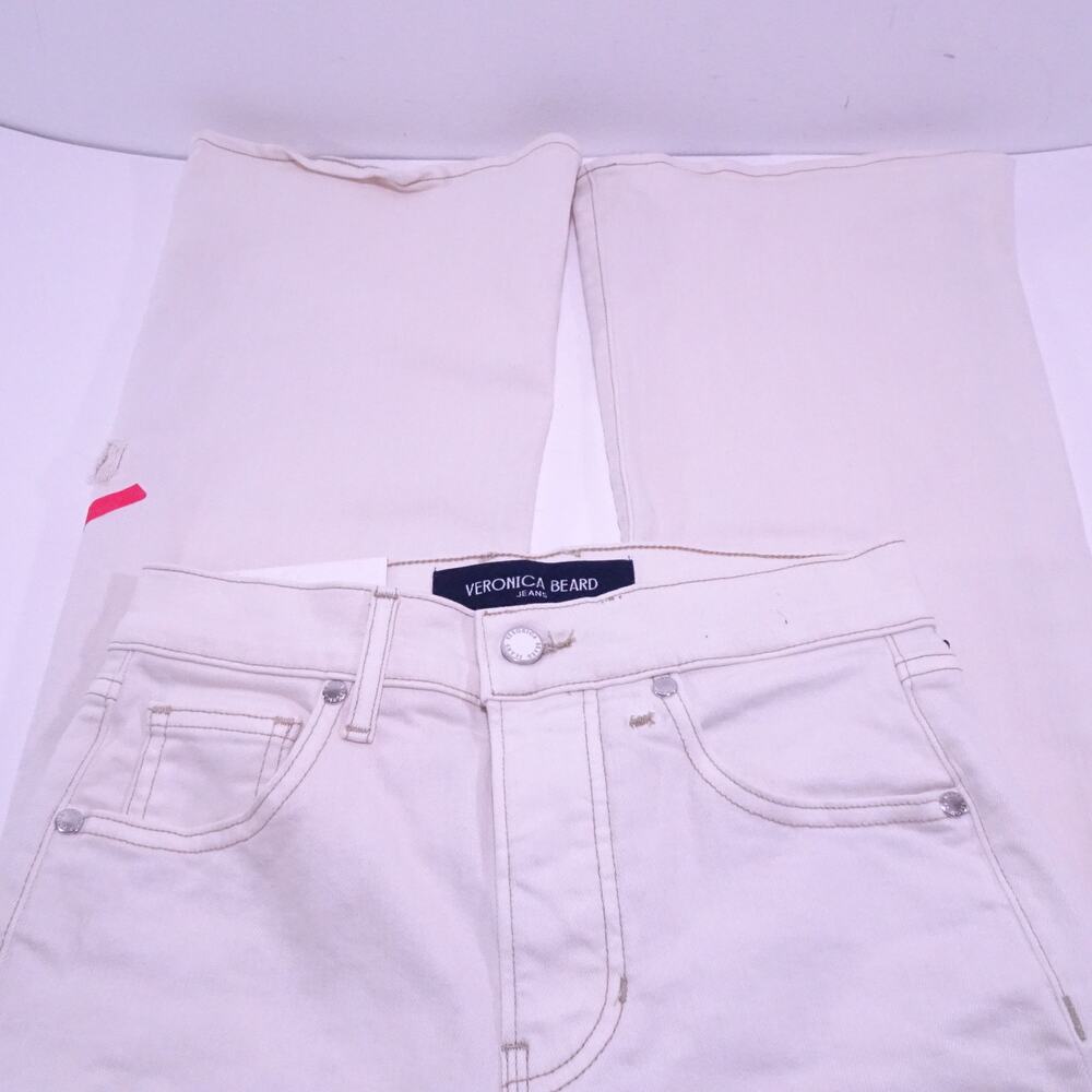 Veronica Beard Beverly High Rise Skinny Flare Jeans 26 NWT 298 ECRU IRRG - Picture 7 of 13